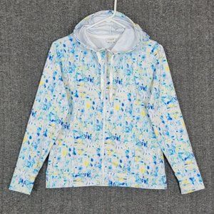 J Crew Jacket Womens XS Blue Multicolor Full Zip Lightweight Hoodie